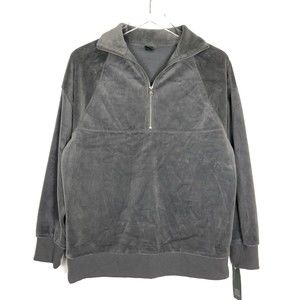 NWT Wild Fable Dark Gray Velour Quarter Zip Pullover Tunic Sweatshirt XS